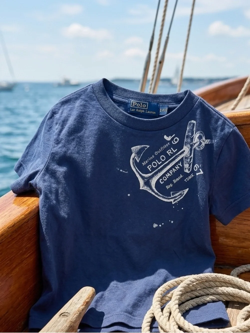 Ralph Lauren Navy Graphic Anchor Tee boys size 24 months